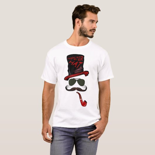 hipster_chapeau_pipe_moustache_zonnebril_8 t-shirt (Voorkant volledig)