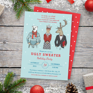 Hipster Characters Ugly Sweater Christmas Kaart