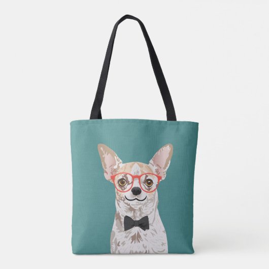 Hipster Chihuahua Canvas tas voor Chihuahua Parent (Achterkant)