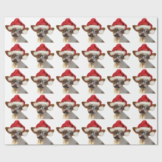 Hipster Chihuahua Christmas Wrapping Paper Cadeaupapier (Vlak)