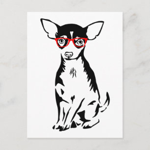 Hipster Chihuahua Red Glasses Briefkaart