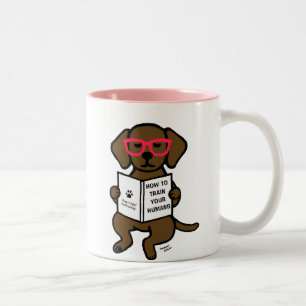 Hipster Chocolate Labrador Puppy Tweekleurige Koffiemok