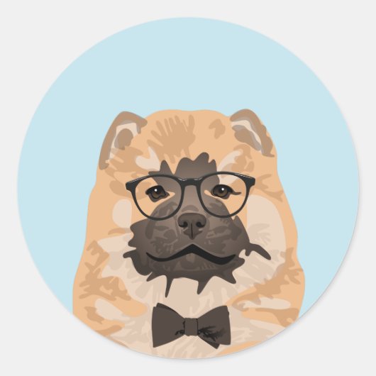Hipster Chow Chow Dog Sticker voor Hondenliefhebbe (Voorkant)