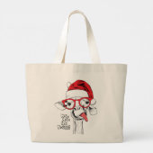Hipster Christmas Giraffe Feestdagen Funny Animal Grote Tote Bag (Achterkant)