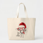 Hipster Christmas Giraffe Feestdagen Funny Animal Grote Tote Bag (Voorkant)