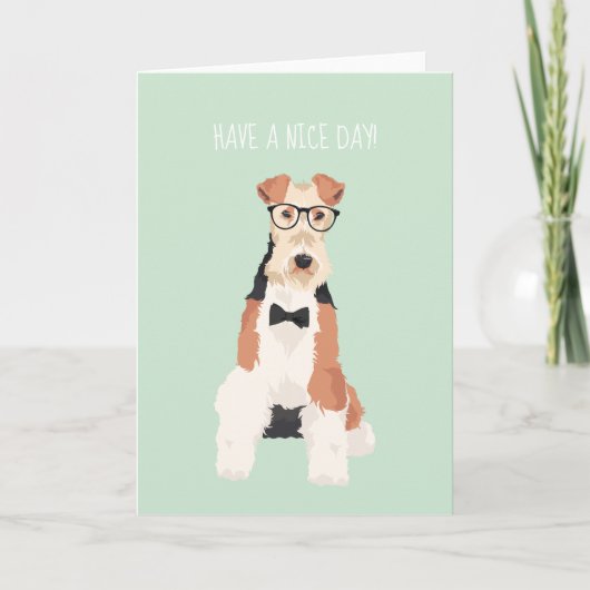 Hipster Cool Fox Terrier Wire Dog voor Hondenliefh Kaart (Voorkant)
