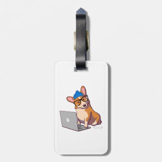 Hipster Corgi 2 Bagagelabel