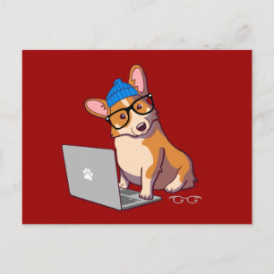 Hipster Corgi 2 Briefkaart