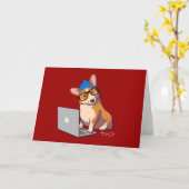 Hipster Corgi 2 Kaart (Gele Bloem)