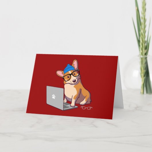 Hipster Corgi 2 Kaart (Voorkant)