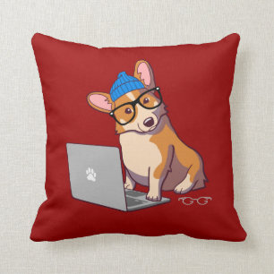 Hipster Corgi 2 Pillow (zonder tekst) Kussen