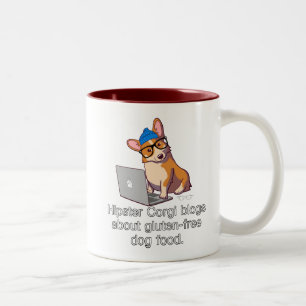 Hipster Corgi 2 Tweekleurige Koffiemok