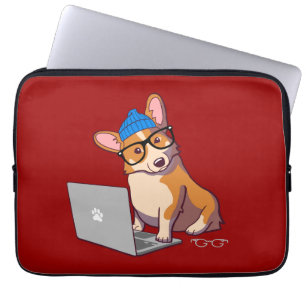 Hipster Corgi 2 (zonder tekst) Laptop Sleeve