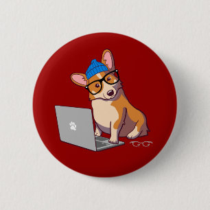 Hipster Corgi 2 (zonder tekst) Ronde Button 5,7 Cm