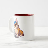 Hipster Corgi 2 (zonder tekst) Tweekleurige Koffiemok (Voorkant links)