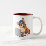 Hipster Corgi 2 (zonder tekst) Tweekleurige Koffiemok<br><div class="desc">Baroo? Hipster Corgi blogt over glutenvrij hondenvoer.</div>