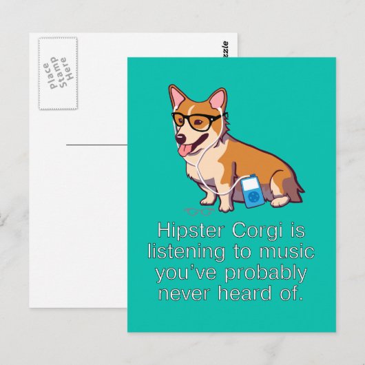 Hipster Corgi Briefkaart (Voorkant / Achterkant)