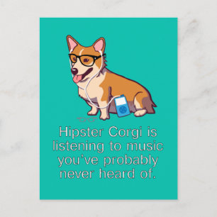 Hipster Corgi Briefkaart