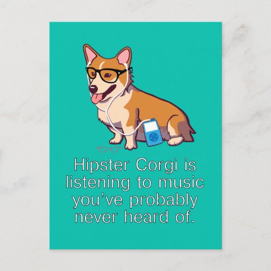 Hipster Corgi Briefkaart (Voorkant)