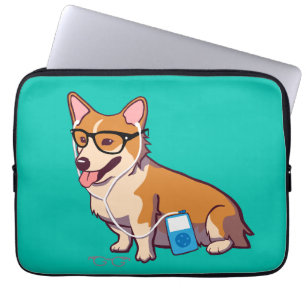 Hipster Corgi-laptophoes (zonder tekst) Laptop Sleeve