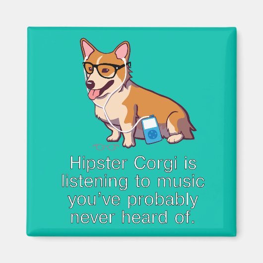 Hipster Corgi Magnet (Voorkant)