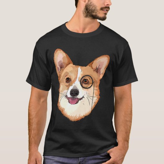 Hipster Corgi met Monocles Corgi T-shirt (Voorkant)