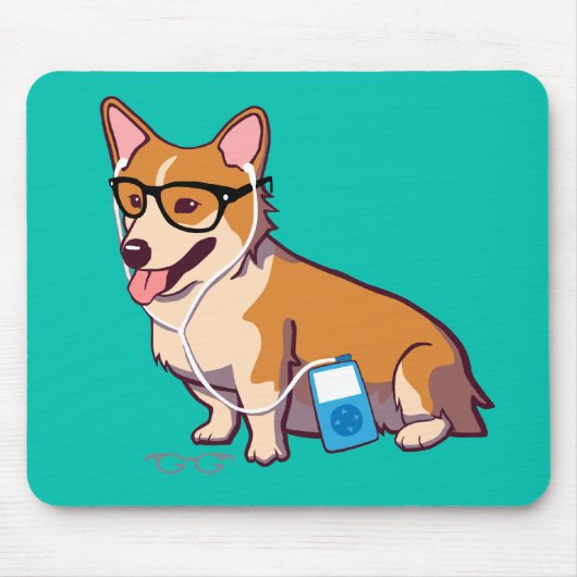Hipster Corgi Mousepad (zonder tekst) Muismat (Voorkant)