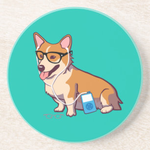 Hipster Corgi Onderzetter (zonder tekst)