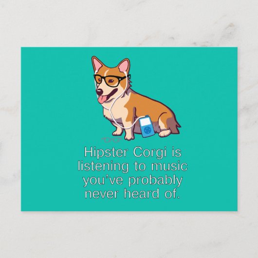 Hipster Corgi Post Card Briefkaart (Voorkant)
