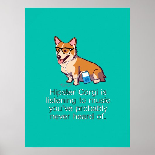 Hipster Corgi Poster (Voorkant)