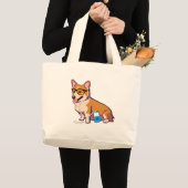 Hipster Corgi (zonder tekst) Grote Tote Bag (Voorkant (product))