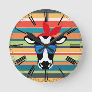 Hipster Cow Ronde Klok