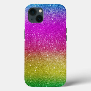 Hipster Cute Bright Roze Magenta Glitter Regenboog iPhone 13 Hoesje