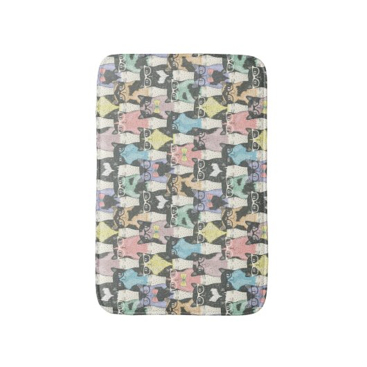 Hipster Cute Cats Pattern Badmat (Voorkant Verticaal)