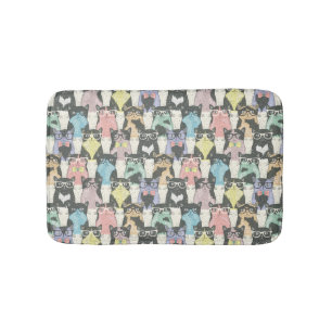 Hipster Cute Cats Pattern Badmat