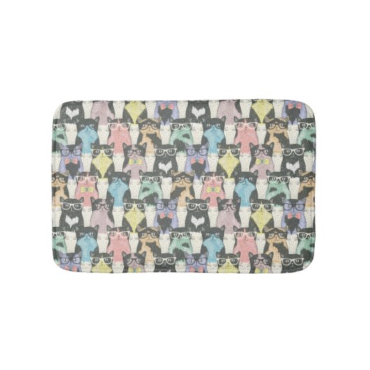 Hipster Cute Cats Pattern Badmat (Voorkant)