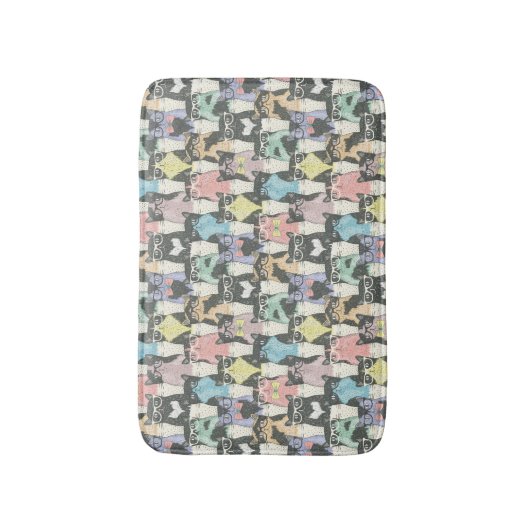 Hipster Cute Cats Pattern Badmat (Voorkant Verticaal)