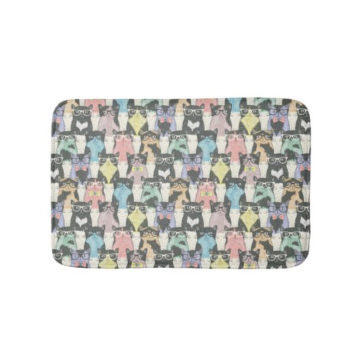 Hipster Cute Cats Pattern Badmat (Voorkant)
