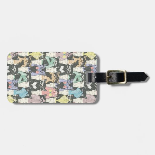 Hipster Cute Cats Pattern Bagagelabel (Voorkant horizontaal)