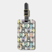 Hipster Cute Cats Pattern Bagagelabel (Voorkant verticaal)
