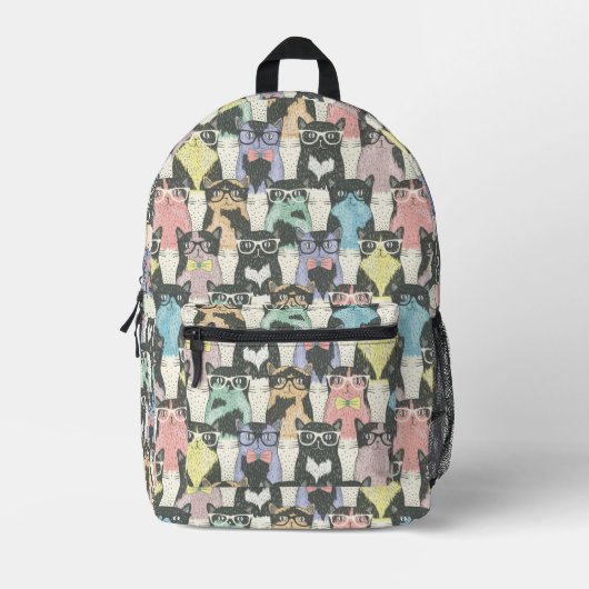Hipster Cute Cats Pattern Bedrukte Rugzak (Voorkant)
