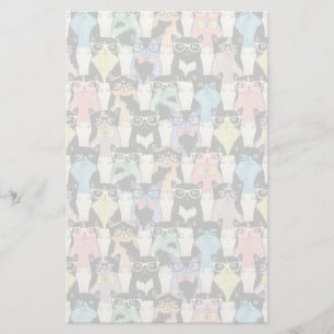 Hipster Cute Cats Pattern Briefpapier