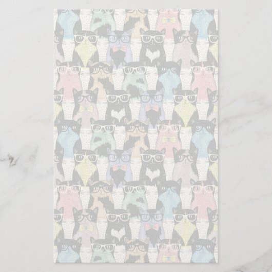 Hipster Cute Cats Pattern Briefpapier (Voorkant)