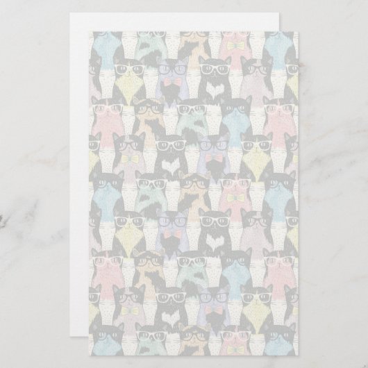 Hipster Cute Cats Pattern Briefpapier (Voorkant / Achterkant)