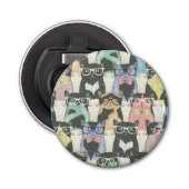 Hipster Cute Cats Pattern Button Flesopener (Voorkant)