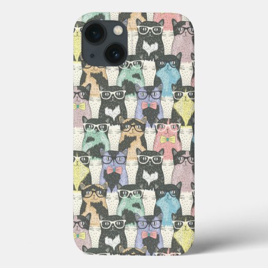 Hipster Cute Cats Pattern Case-Mate iPhone Case (Achterkant)
