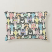 Hipster Cute Cats Pattern Decoratief Kussen (Voorkant)