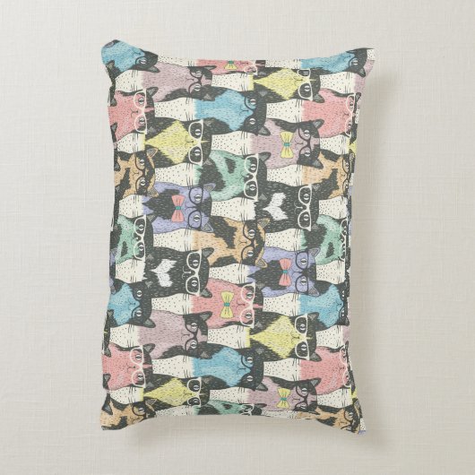 Hipster Cute Cats Pattern Decoratief Kussen (Achterkant (Verticaal))