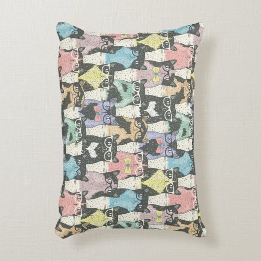 Hipster Cute Cats Pattern Decoratief Kussen (Voorkant(Verticaal))