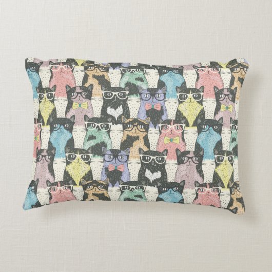 Hipster Cute Cats Pattern Decoratief Kussen (Achterkant)